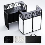 DJ Table Stand Portable Booth, All-Metal Heavy-Duty Foldable DJ Stand, Iron Plate Surface DJ Facade Booth, with 8 Machine-Washable Scrims, Travel Bag