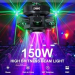 2-Pack Moving Head DJ Lights,150W Party Light with Mixed Lighting Effects, 6 Arms Stage Light Support DMX-512 & Sound Activated