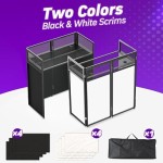 YooKoo Portable DJ Booth, Metal Frame DJ Table, 40" x 20" Tabletop