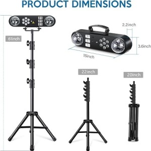 Telbum DJ Lights with Stand, 5 in 1 Party Bar Light Set with Rotating Ball, Strobe, UV, Colorful LED Par Light and Pattern.