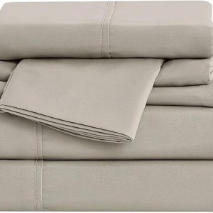 CANNON Solid Breezy Blue Twin XL 4 Piece Sheet Set