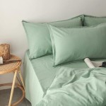 4-Piece Set of Natural Linen Cotton Bedding Set with Rope Closure Breathable Skin-Friendly and Durable Bed Sheet Pillowcase