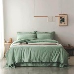 4-Piece Set of Natural Linen Cotton Bedding Set with Rope Closure Breathable Skin-Friendly and Durable Bed Sheet Pillowcase