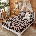 Animal Print Bedding Set Queen,Leopard Spots Pattern Deep Pocket Bed Sheet