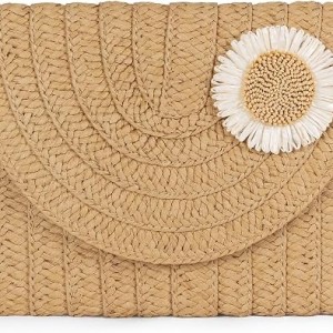 Straw Clutch Purse for Women: Summer Small Crossbody Beach Bags, Lightweight Woven Handbag, Boho Envelope Bag Travel
