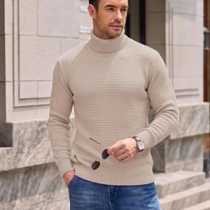 COOFANDY Mens Turtleneck Sweaters Slim Fit Casual Dress Knitted Turtle Neck