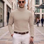 COOFANDY Mens Turtleneck Sweaters Slim Fit Casual Dress Knitted Turtle Neck