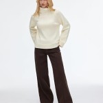 Women Cable Knit Turtleneck Modest Sweater Long Sleeve Pullover Tops