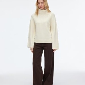 Women Cable Knit Turtleneck Modest Sweater Long Sleeve Pullover Tops