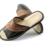 MEN'S SLIPPERS LEATHER SLIDES HOUSE SHOES OPEN-TOE BROWN MAXIMUS Size 43