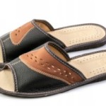 MEN'S SLIPPERS LEATHER SLIDES HOUSE SHOES OPEN-TOE BROWN MAXIMUS Size 43