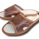 Men's Leather Slippers Slides Size 43 Slip-On Brown Sizes 40-46