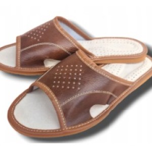 Men's Leather Slippers Slides Size 43 Slip-On Brown Sizes 40-46