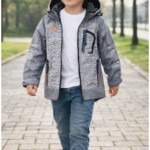 Children's transitional jacket grey orange insulated transitional 122