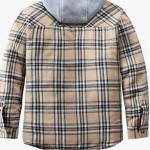 Mens Quilted Lined Lightweight Flannel Button Shirt Hooded Jacket