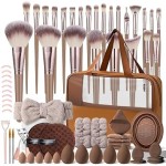 Brown Makeup Brushes Set Professional 66Pcs with Case