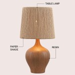 Farmhouse Gourd Table Lamp 23", Dark Brown Wood Finish