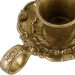 HOME Vintage Gold Taper Candle Holders Set of 2, Handle & Drip Tray