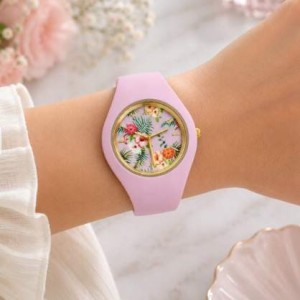 Women's Watch Pink Silicone Quartz Dial Casual Elegant Flowers
