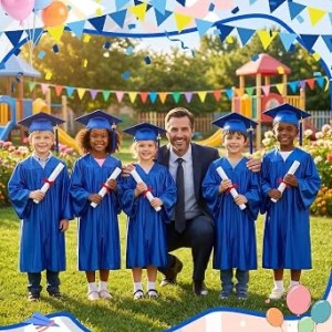 Xuhal 18 Set Preschool Graduation Cap and Gown Set Kindergarten Grad Gowns Kid Graduation Cap with 2026 Grad Tassel
