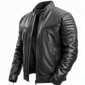 Leather Jacket ProSpeed Men's Motorcycle Black Cafe Racer Chopper 2XL